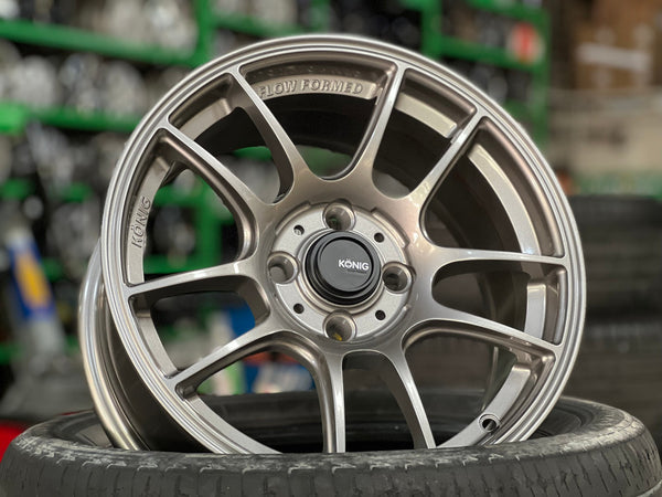 New 15X7 ET35 Konig Heliogram Rim (4 wheel) Gloss Gunmetal 4X100