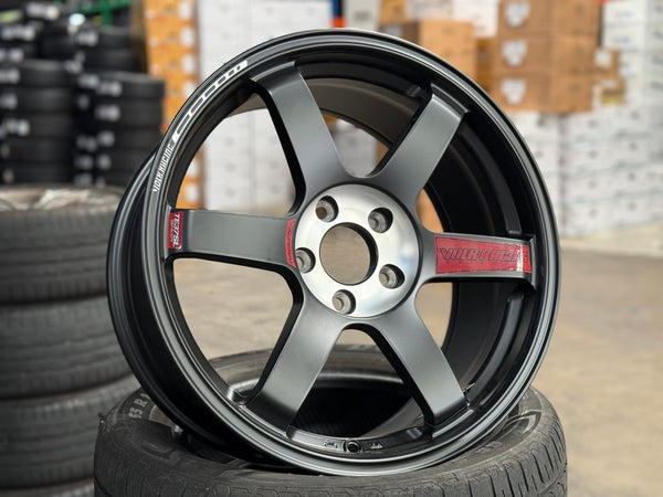 New 18X8.5 ET35 NK Performance TE37 Rim (4 wheel) Matt Black 5X114.3 Red