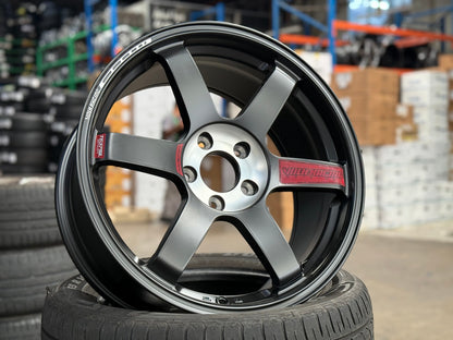 New 18X8.5 ET35 NK Performance TE37 Rim (4 wheel) Matt Black 5X114.3 Green