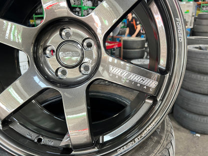 New 18X8.5 ET35 NK Performance TE37 SAGA Rim (4 wheel) Dark Gunmetal 5X100