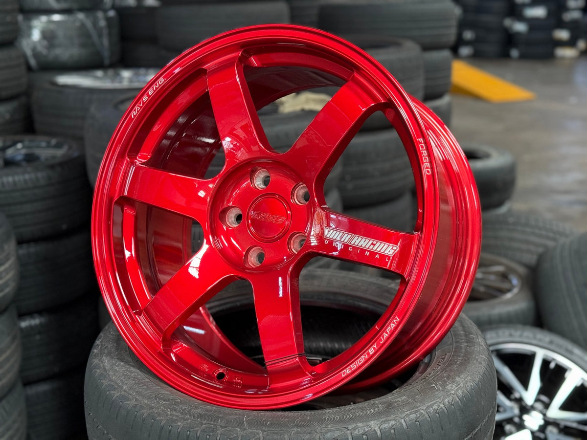 New 18X8.5 ET35 NK Performance TE37 SAGA Rim (4 wheel) Gloss Red 5X114.3