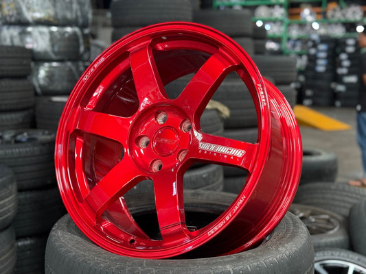 New 18X8.5 ET35 NK Performance TE37 SAGA Rim (4 wheel) Gloss Red 5X114.3