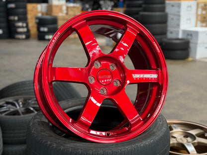 New 18X8.5 ET35 NK Performance TE37 SAGA Rim (4 wheel) Gloss Red 5X114.3