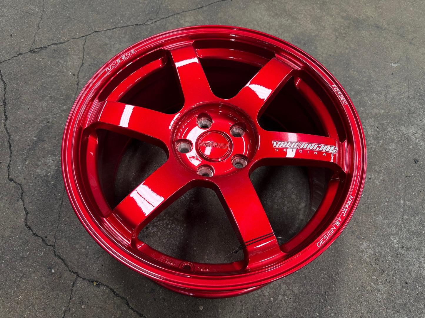 New 18X8.5 ET35 NK Performance TE37 SAGA Rim (4 wheel) Gloss Red 5X114.3