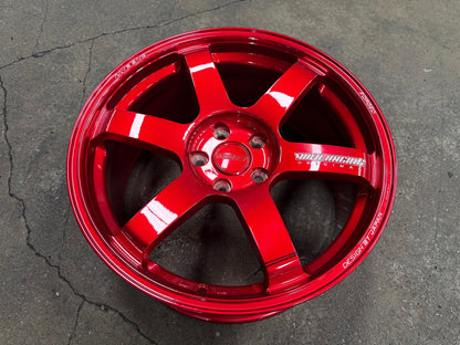 New 18X8.5 ET35 NK Performance TE37 SAGA Rim (4 wheel) Gloss Red 5X114.3