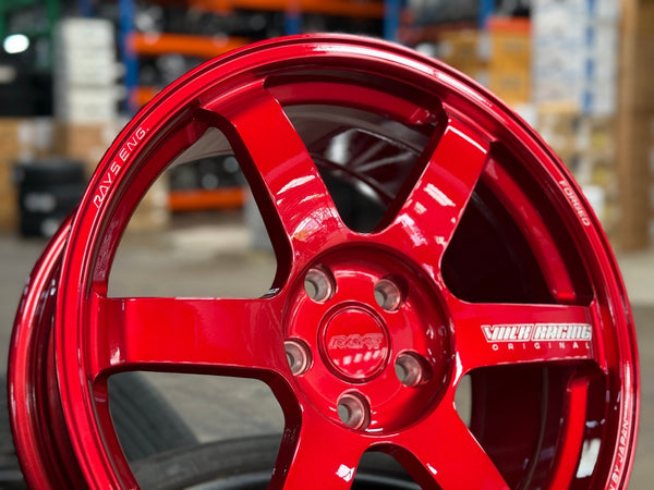 New 18X8.5 ET35 NK Performance TE37 SAGA Rim (4 wheel) Gloss Red 5X114.3