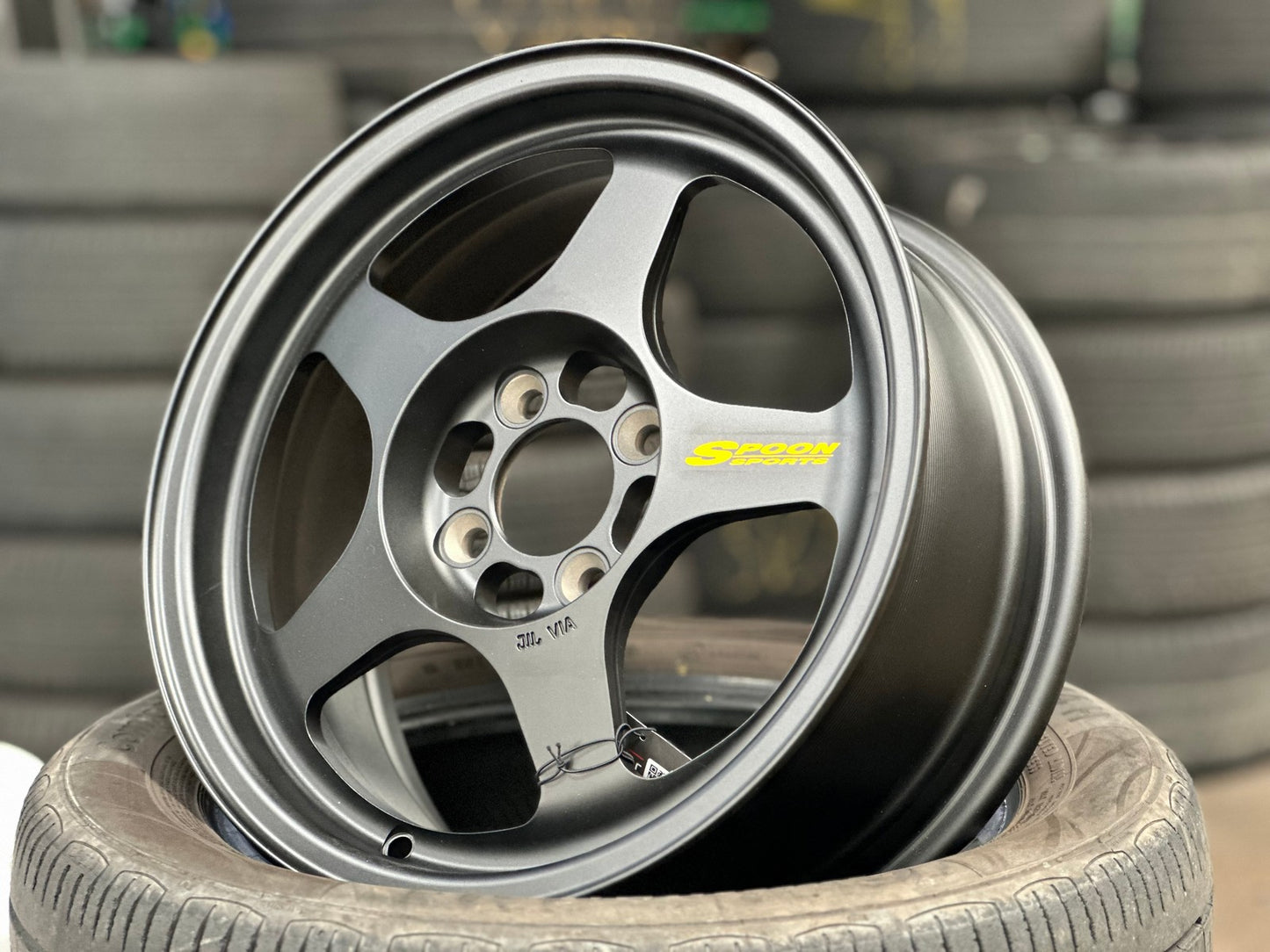 New 15X6.5 ET35 NK Performance Spoon Rim (4 wheel) Matt Black 4X100