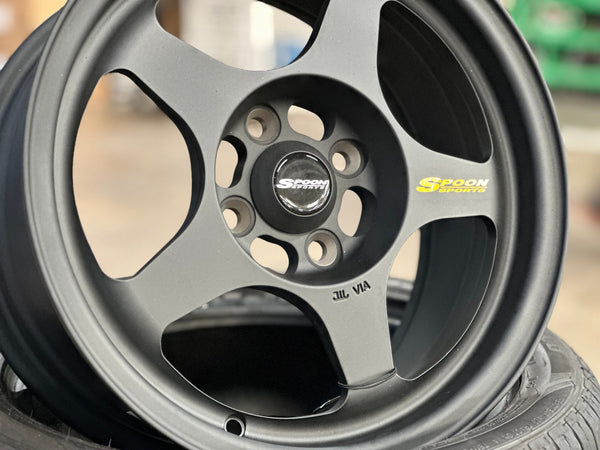 New 15X7 ET35 NK Performance Spoon Rim (4 wheel) Matt Black 4X100