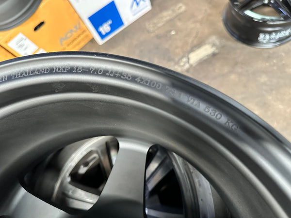 New 16X7 ET35 NK Performance Spoon Rim (4 wheel) Matt Black 4X100