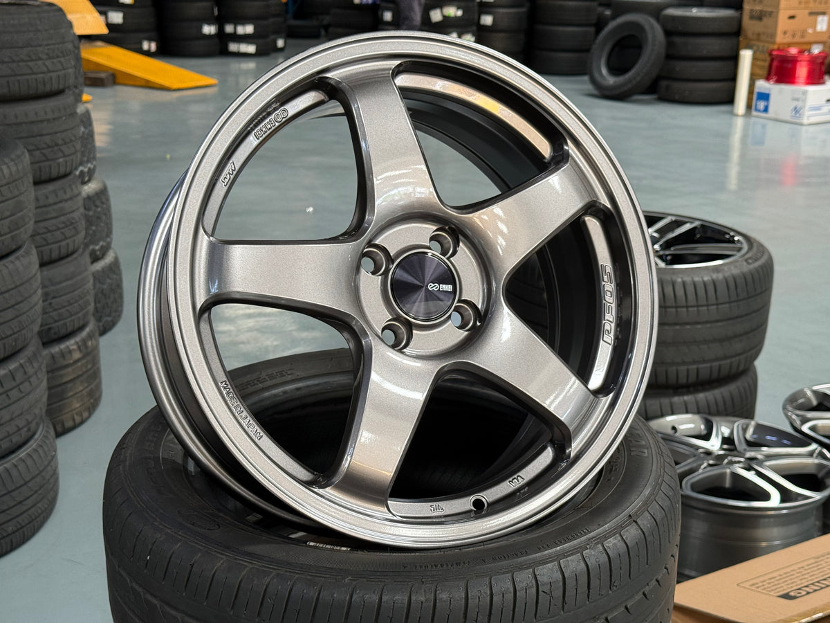 Enkei Racing PF05 17x7 ET45 4x100 Dark Silver Flow Formed Wheels (Set of 4)