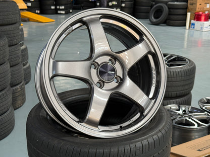 Enkei Racing PF05 17x7 ET45 4x100 Dark Silver Flow Formed Wheels (Set of 4)