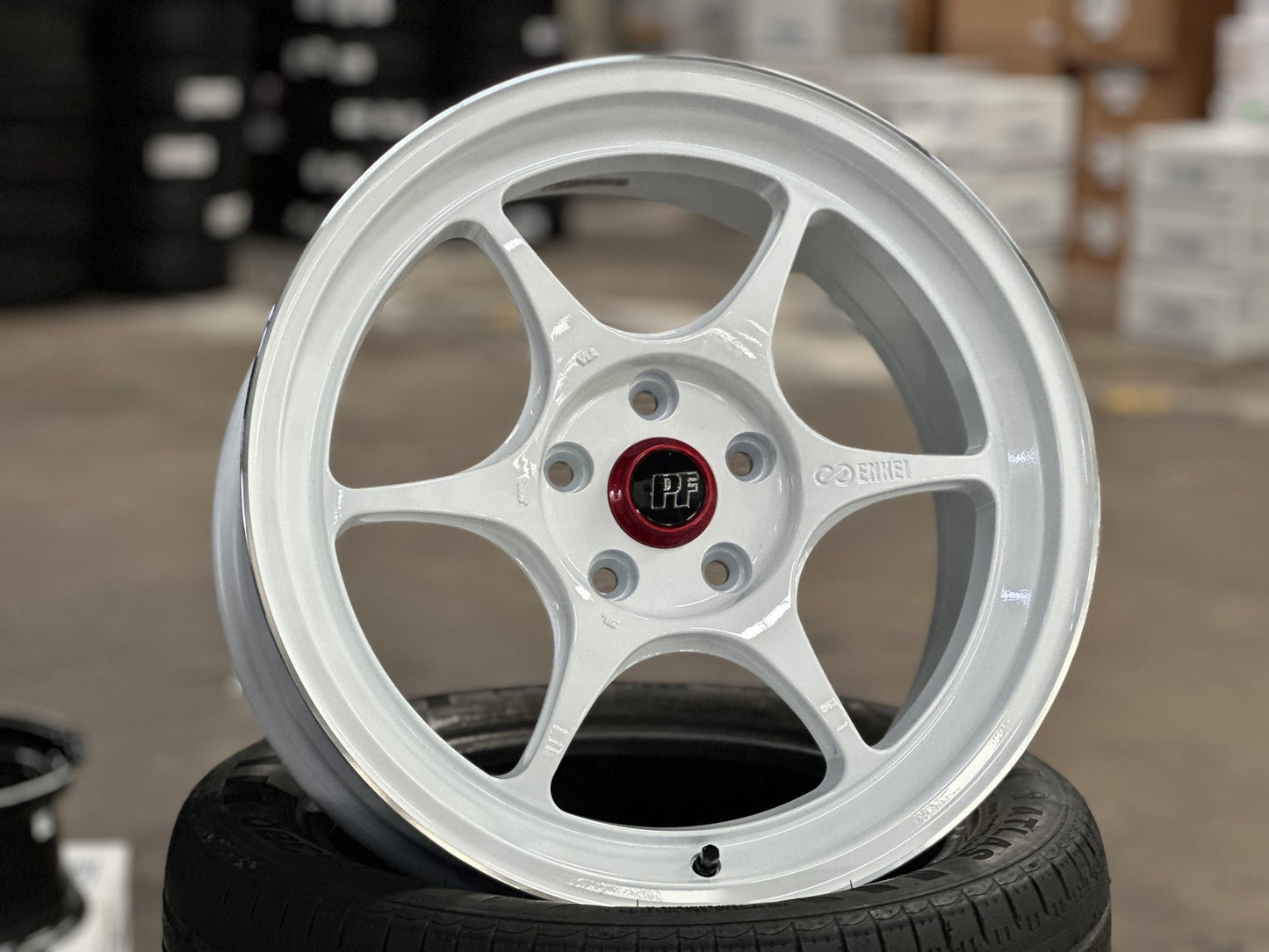New 18X8.5 ET35 Enkei PF06 Rim (4 wheel) Gloss White 5X114.3