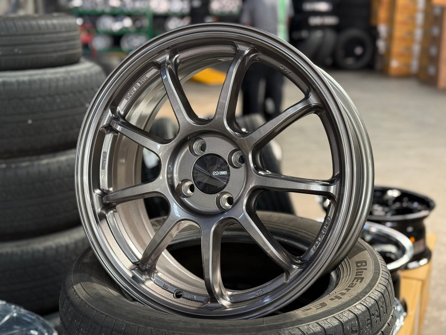 New 17X7 ET38 Enkei PF09 Rim (4 wheel) Matt Gunmetal 4X100