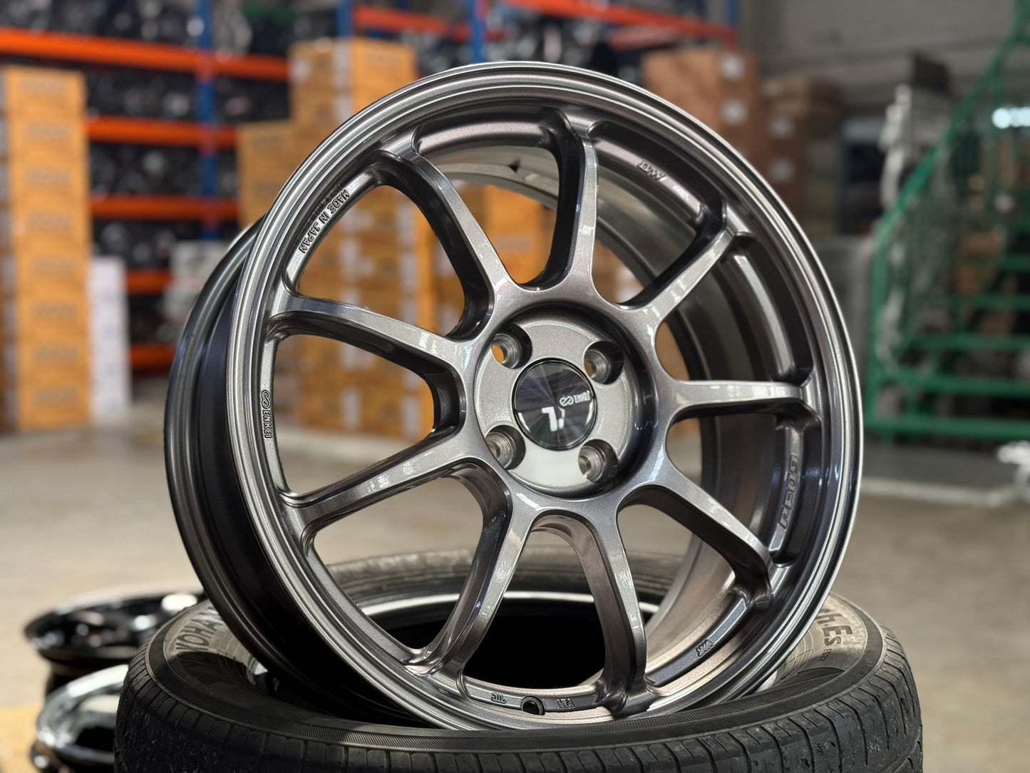 New 17X7 ET38 Enkei PF09 Rim (4 wheel) Matt Gunmetal 4X100