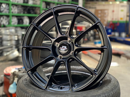 New 17X7 ET35 Lenso Climax Rim (4 wheel) Matt Black 4X100
