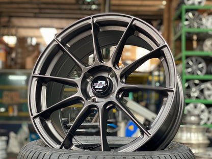 New 17X7 ET35 Lenso Climax Rim (4 wheel) Matt Gunmetal 4X100