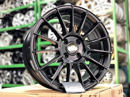 New 16X7 ET40 Lenso Project D Rim (4 wheel) Matt Black 4X100