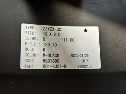 New 18X9 ET0 Raguna ZZYZX OX Japan Rim (4 wheel) Matt Black 6X139.7