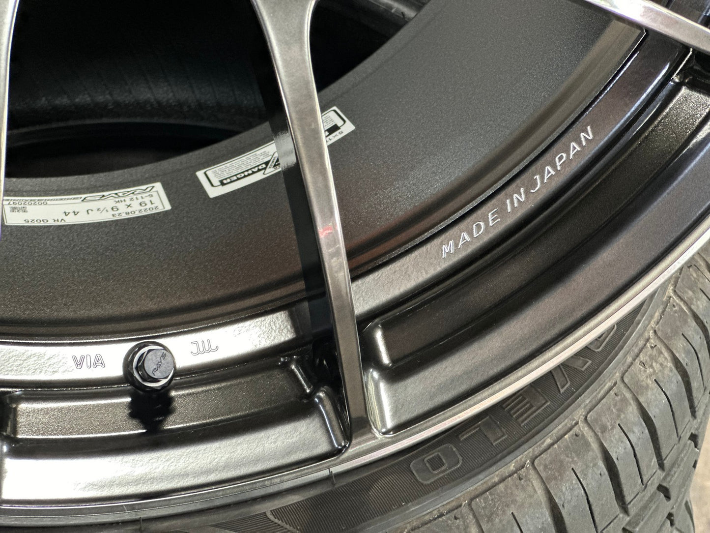 New 19X9.5 ET44 RAYS G025 Japan Rim (4 wheel) Gloss Gunmetal 5X112