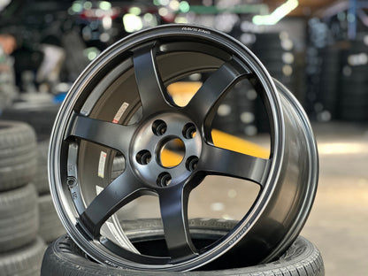 New 18X8.5 ET34 RAYS TE37SL Saga Mspec Rim (4 wheel) Matt Black 5X112 Sticker