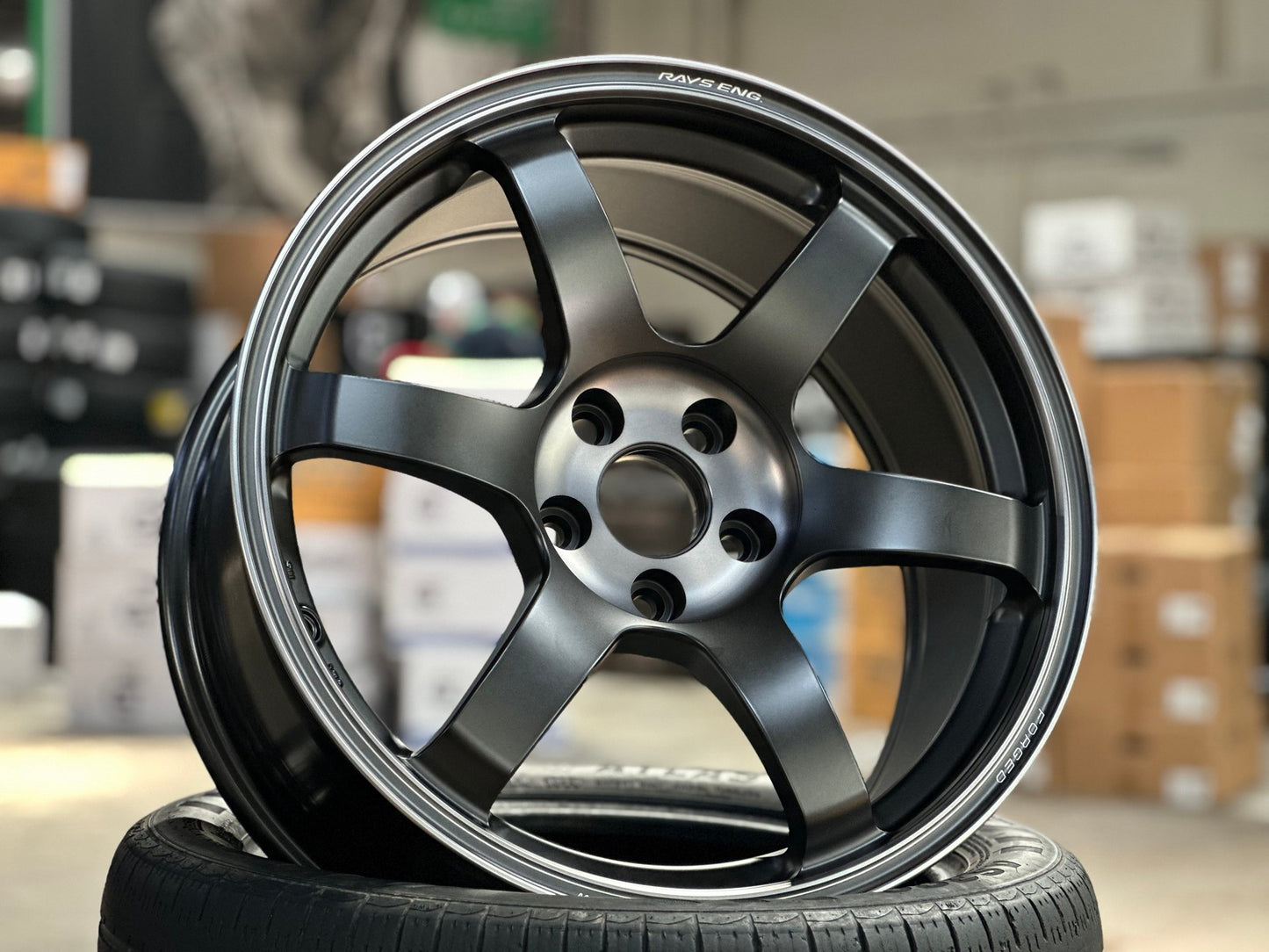 New 18X8.5 ET34 RAYS TE37SL Saga Mspec Rim (4 wheel) Matt Black 5X112 Sticker