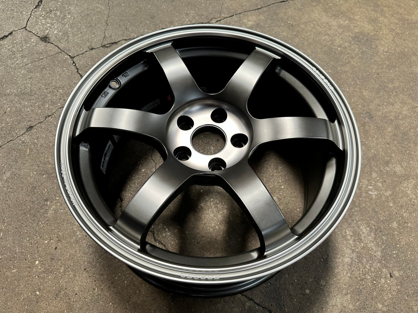 New 18X8.5 ET34 RAYS TE37SL Saga Mspec Rim (4 wheel) Matt Black 5X112 Sticker