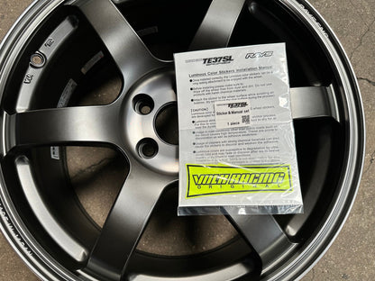 New 18X8.5 ET34 RAYS TE37SL Saga Mspec Rim (4 wheel) Matt Black 5X112 Sticker