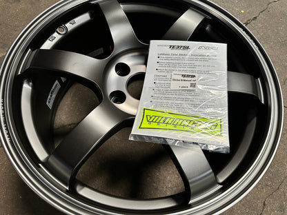 New 18X8.5 ET34 RAYS TE37SL Saga Mspec Rim (4 wheel) Matt Black 5X112 Sticker