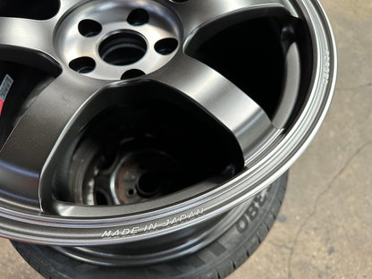 New 18X8.5 ET34 RAYS TE37SL Saga Mspec Rim (4 wheel) Matt Black 5X112 Sticker