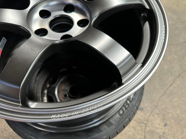 New 18X8.5 ET34 RAYS TE37SL Saga Mspec Rim (4 wheel) Matt Black 5X112 Sticker