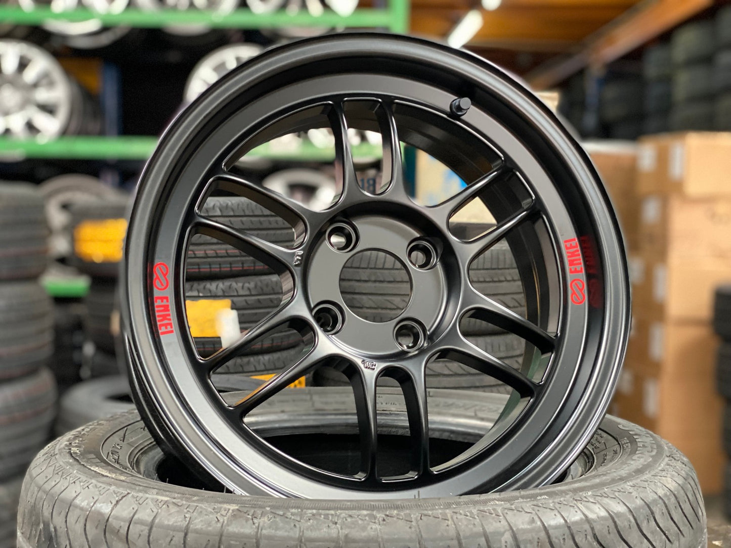 New 15X7 ET35 Enkei RPF1 Rim (4 wheel) Matt Black 4X100