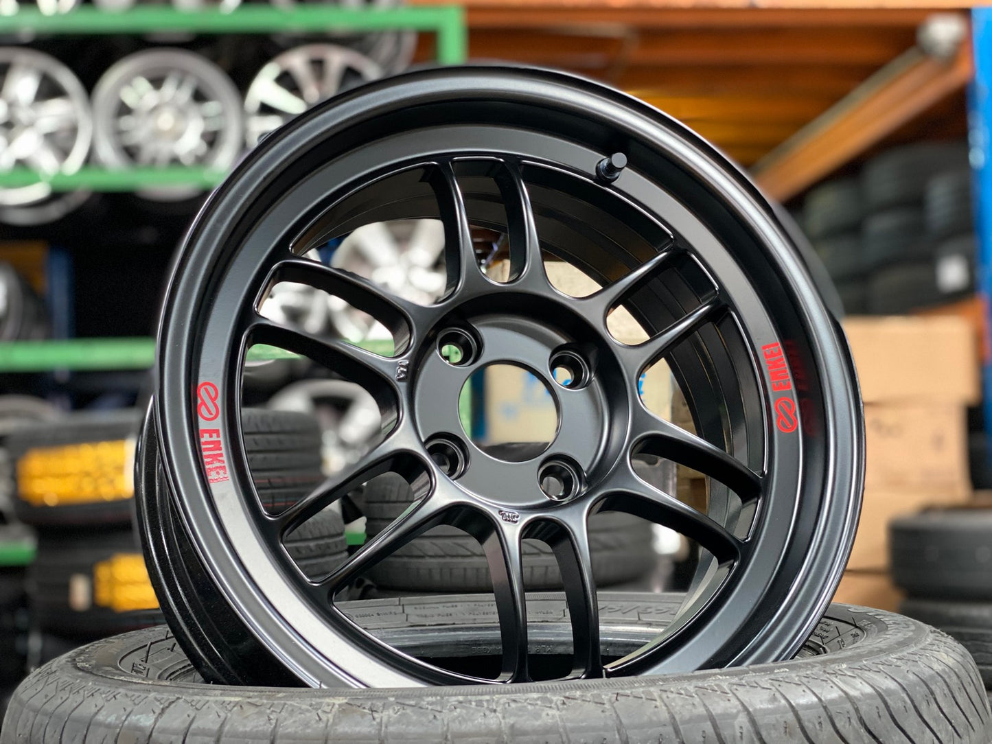 New 15X7 ET35 Enkei RPF1 Rim (4 wheel) Matt Black 4X100