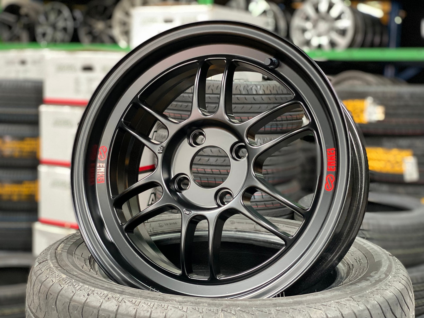 New 15X7 ET35 Enkei RPF1 Rim (4 wheel) Matt Black 4X100