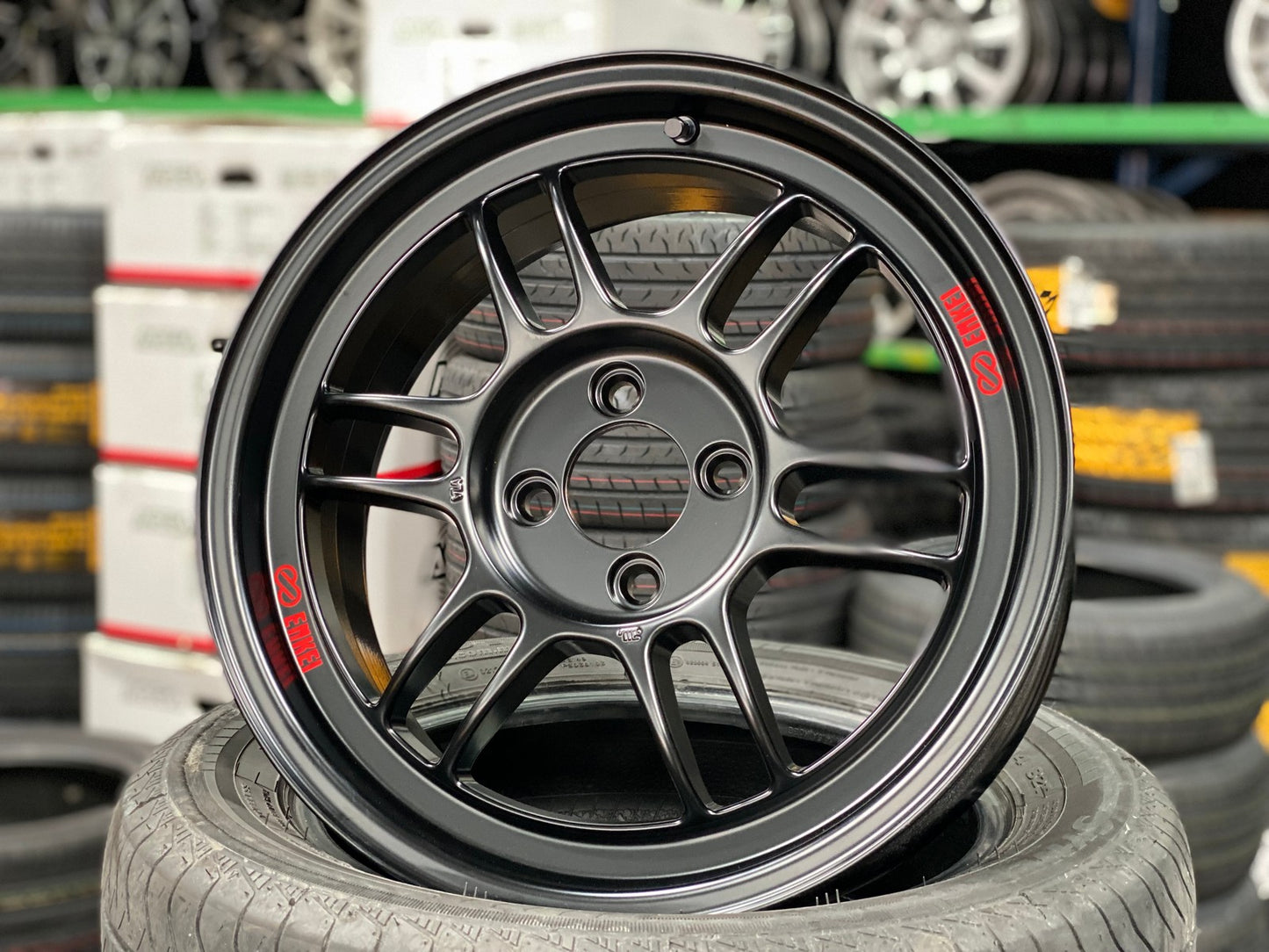 New 16X7 ET43 Enkei RPF1 Rim (4 wheel) Matt Black 4X100