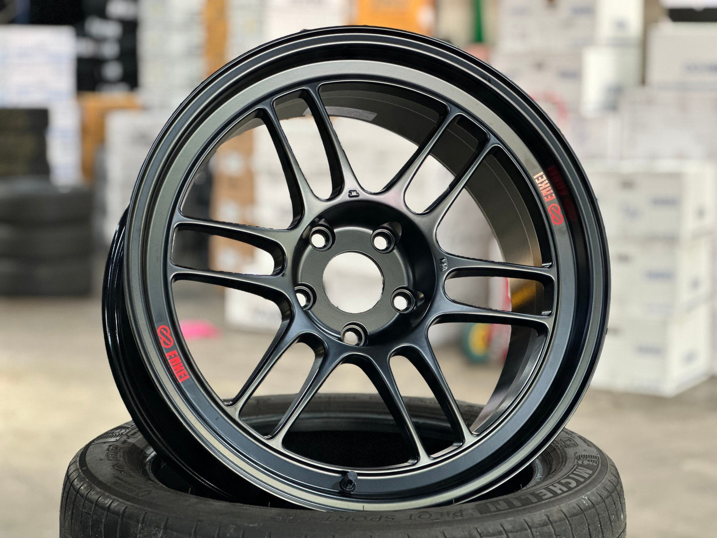 New 18X9.5 ET15 Enkei RPF1 Rim (4 wheel) Matt Black 5X114.3