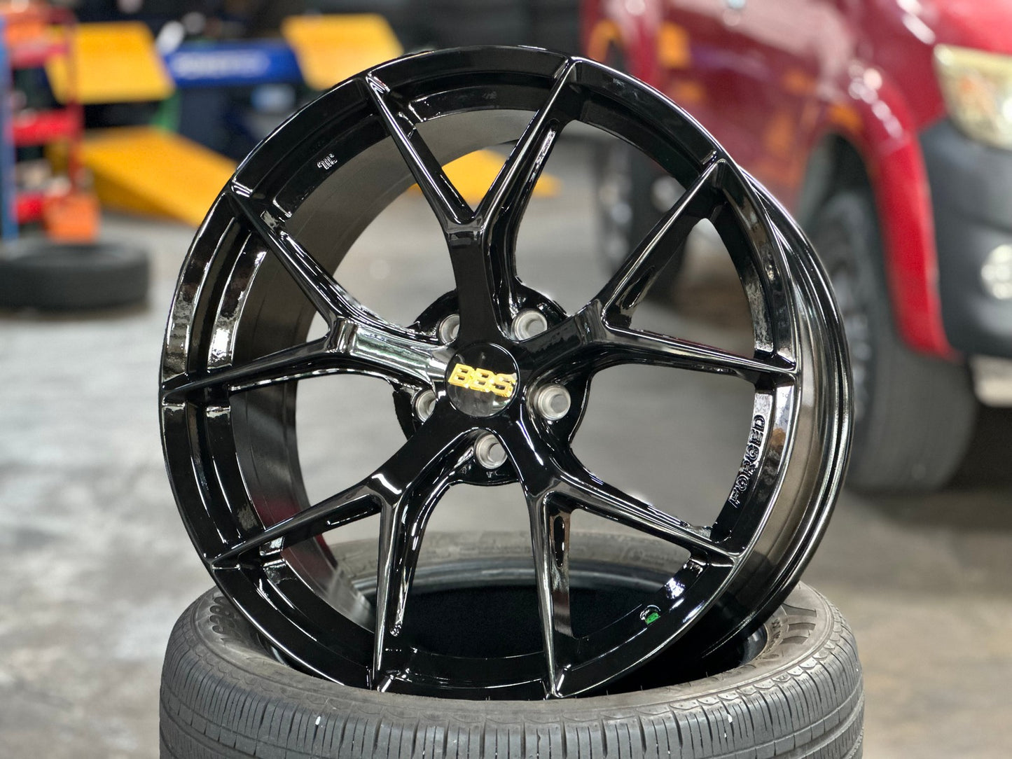 New 19X8.5 ET35 BBS FIR Design Rim (4 wheel) Gloss Black 5X108