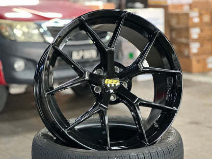New 19X8.5 ET35 BBS FIR Design Rim (4 wheel) Gloss Black 5X108