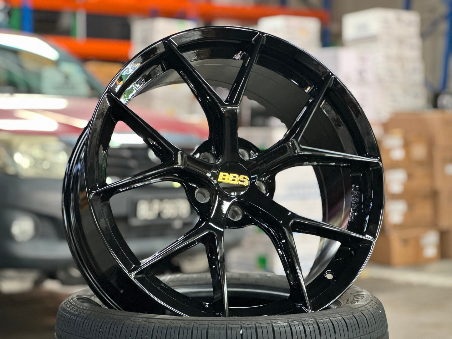 New 19X8.5 ET35 BBS FIR Design Rim (4 wheel) Gloss Black 5X108