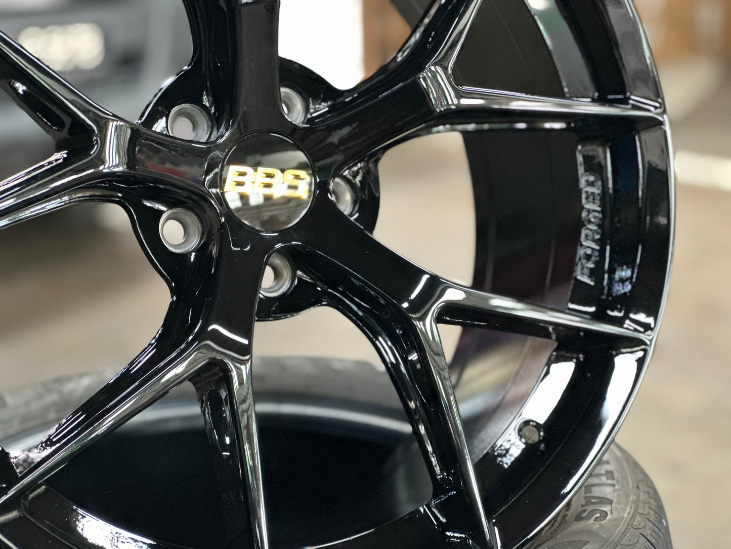 New 19X8.5 ET35 BBS FIR Design Rim (4 wheel) Gloss Black 5X108