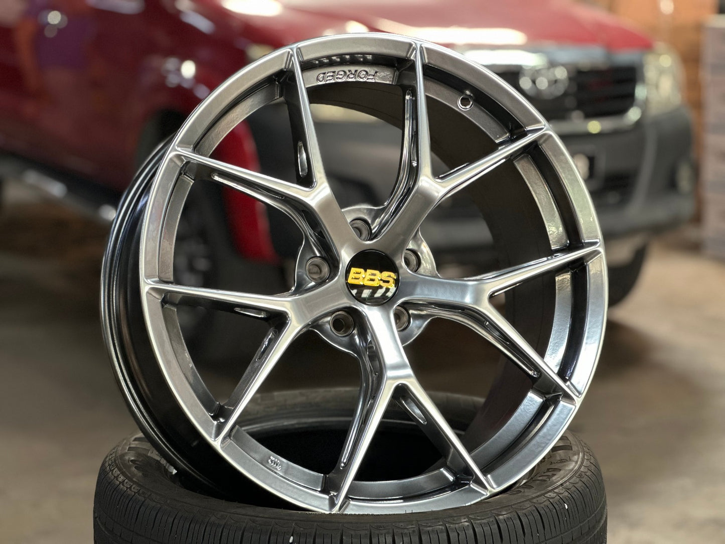 New 19X8.5 ET35 BBS FIR Design Rim (4 wheel) Gloss Black 5X108