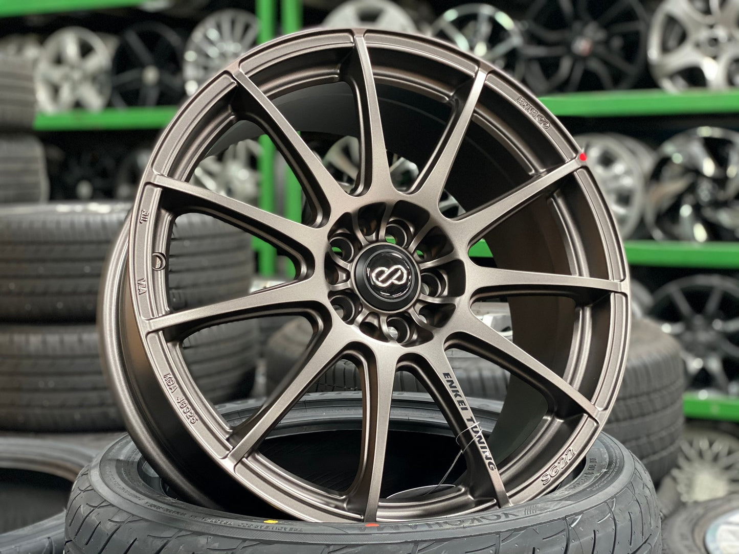 New 18X8 ET45 Enkei SC22 Rim (4 wheel) Matt Gunmetal 5X114.3