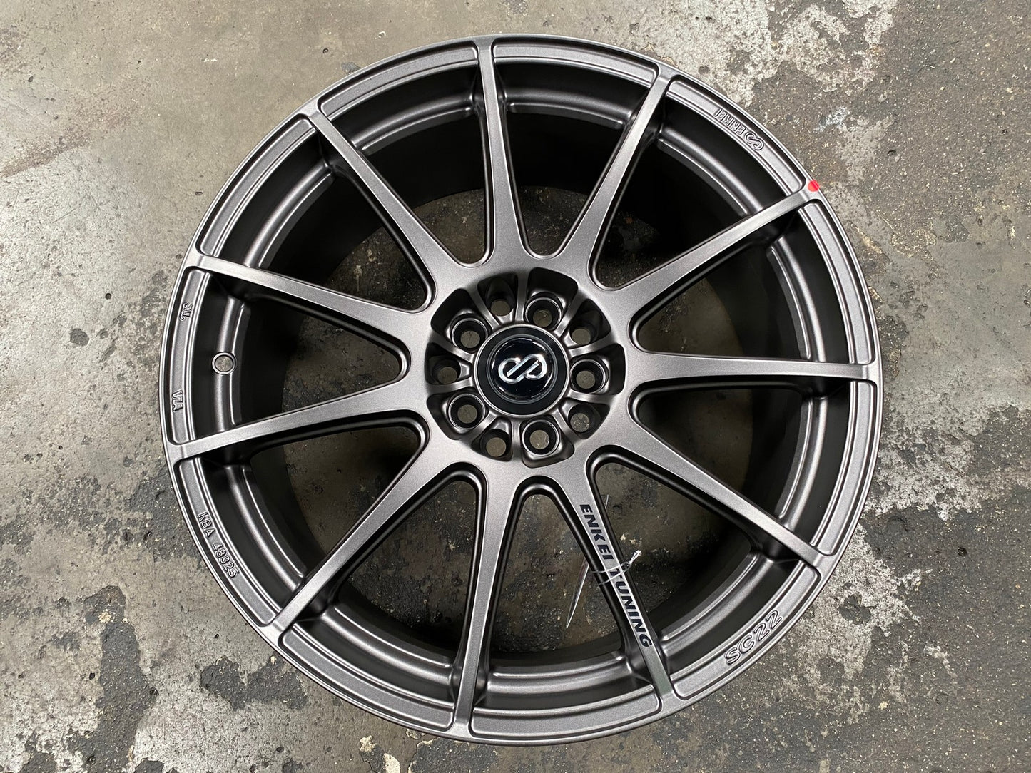 New 18X8 ET45 Enkei SC22 Rim (4 wheel) Matt Gunmetal 5X114.3