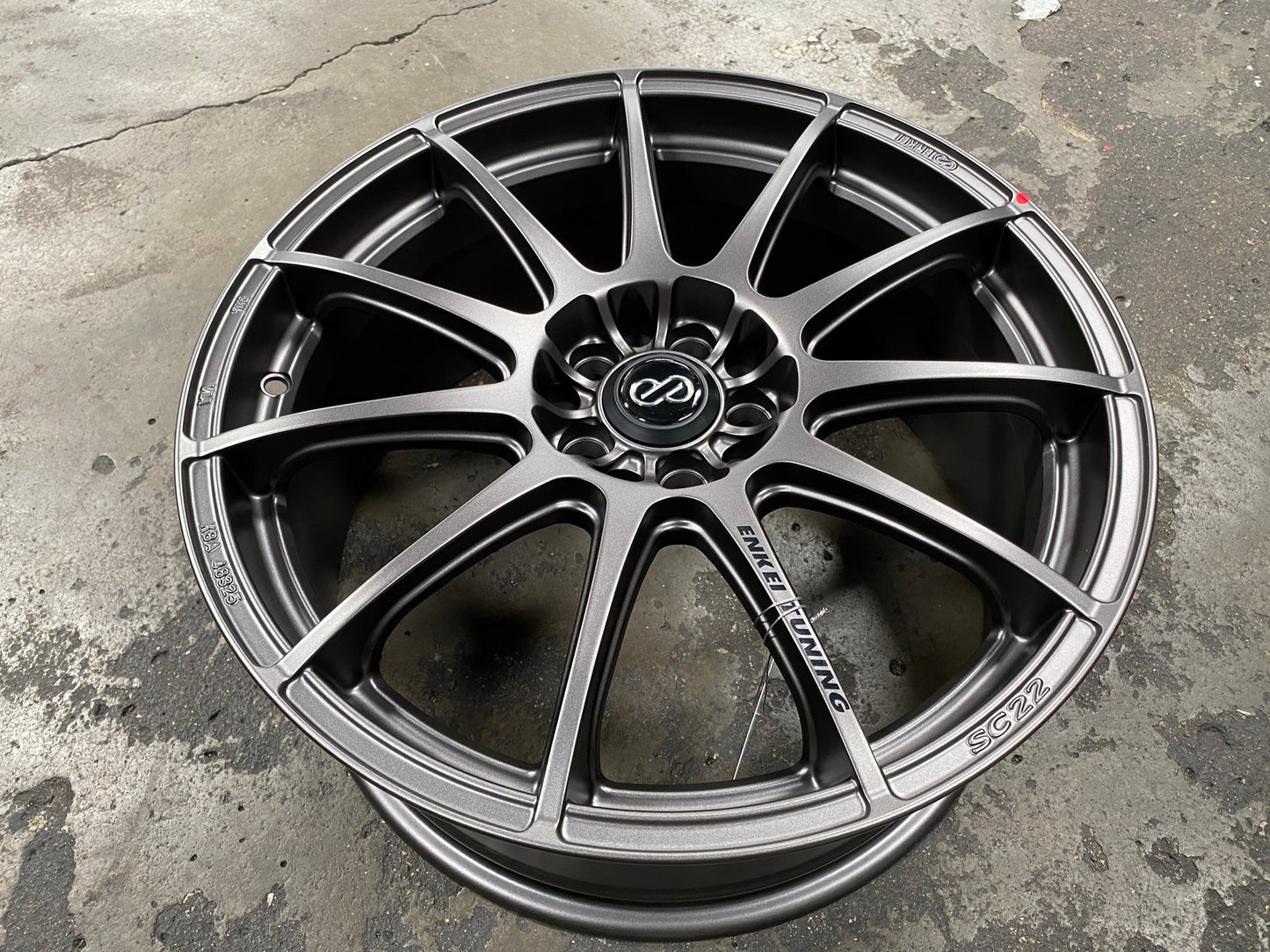 New 18X8 ET45 Enkei SC22 Rim (4 wheel) Matt Gunmetal 5X114.3