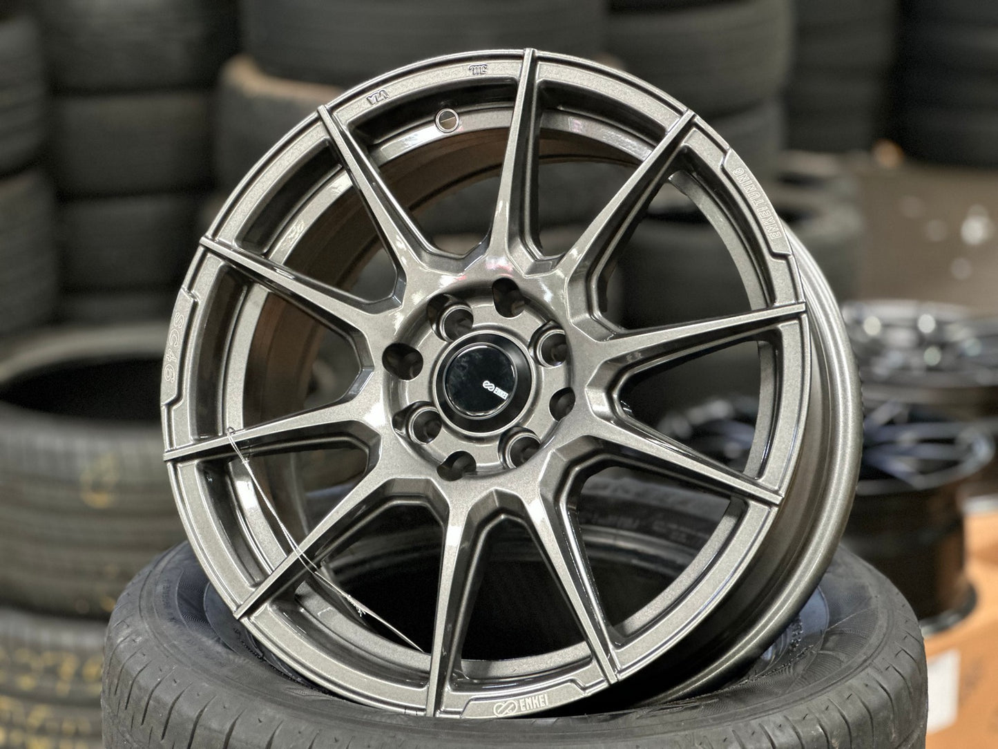 New 16X7 ET40 Enkei SC46 Rim (4 wheel) Gloss Gunmetal 4X114.3