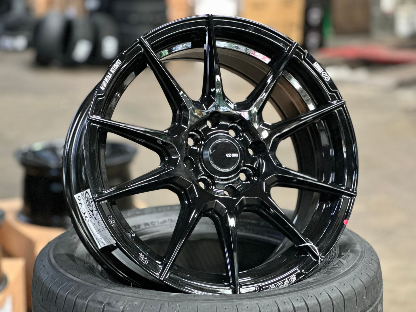 New 16X7 ET40 Enkei SC46 Rim (4 wheel) Gloss Black 4X100