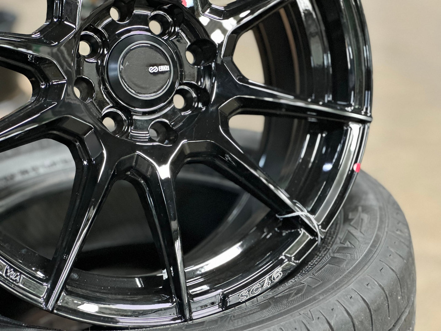 New 16X7 ET40 Enkei SC46 Rim (4 wheel) Gloss Black 4X114.3