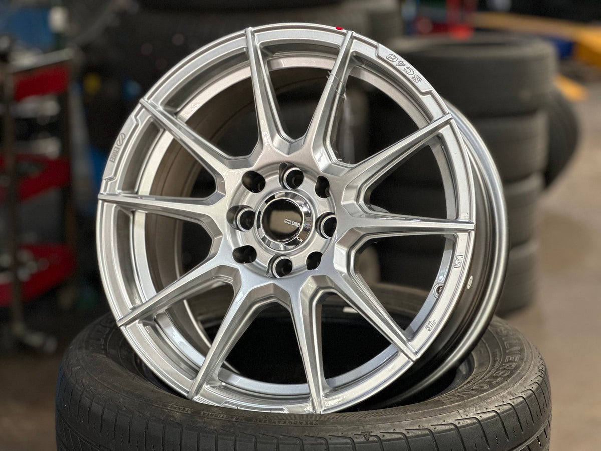 New 16X7 ET40 Enkei SC46 Rim (4 wheel) Gloss Silver 4X100