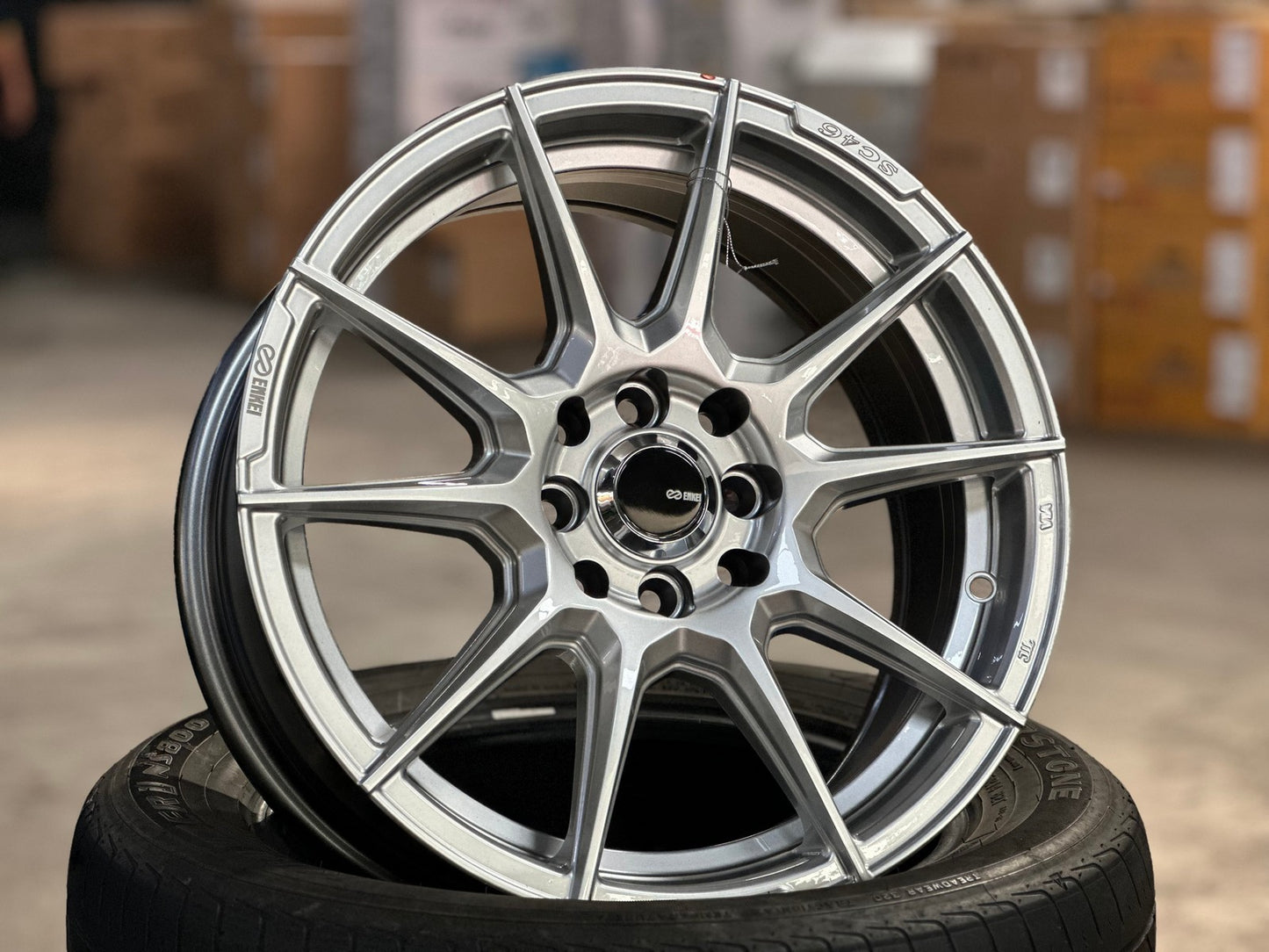 New 16X7 ET40 Enkei SC46 Rim (4 wheel) Gloss Silver 4X114.3