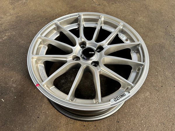 New 15X7 ET38 Enkei SC48 Rim (4 wheel) Gloss Silver 4X100
