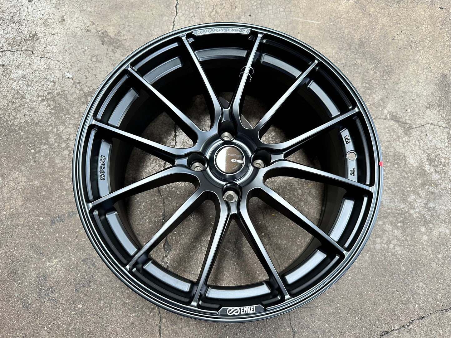 New 17X7.5 ET20 Enkei SC48 Rim (4 wheel) Matt Black 4X108